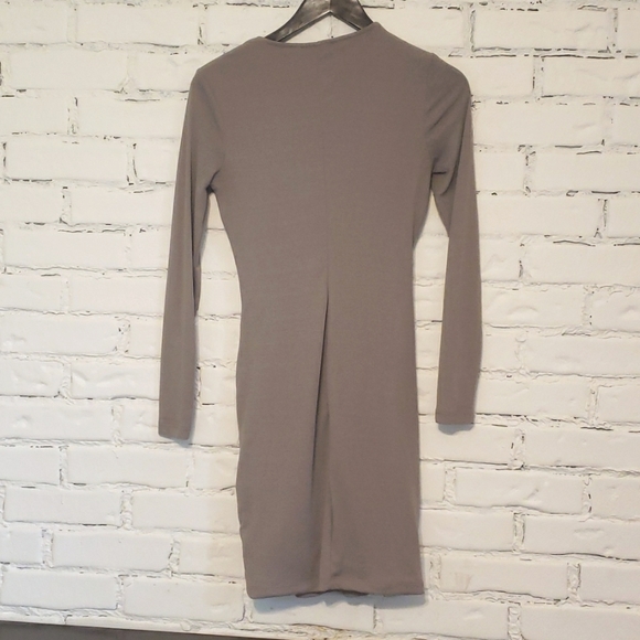 Dynamite long sleeved bodycon short dress with rouching size M sheer & lined - Picture 6 of 7
